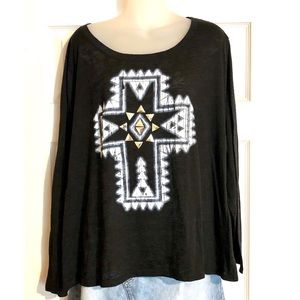 Kandy Kiss 💋 Plus Size Burnout Top with Cross